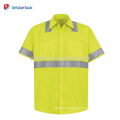 100% Polyester Men &#39;s Hi-visibilité jaune travail Polo Shirt Haute Qualité réfléchissant Avertissement Vêtements de sécurité avec des poches